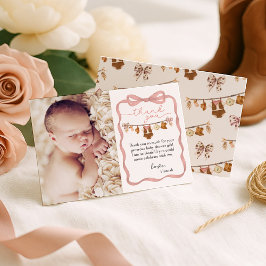 Tarjeta De Agradecimiento Little Cowgirl Baby Shower Photo