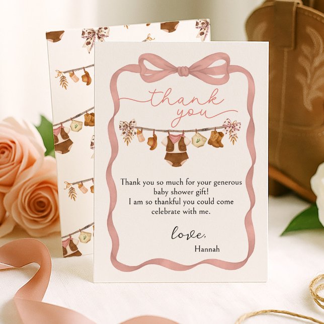 Tarjeta De Agradecimiento Little Cowgirl Baby Shower Photo Thank You Card  (Subido por el creador)