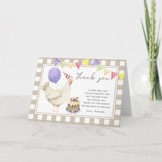 Tarjeta De Agradecimiento Little Cute Chick cumpleaños gracias (Anverso)