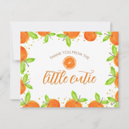 Tarjeta De Agradecimiento Little Cutie Citrus Naranja Clementine Baby Shower