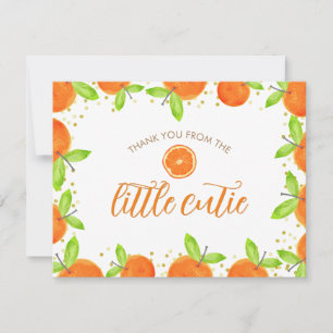 Tarjeta De Agradecimiento Little Cutie Citrus Naranja Clementine Baby Shower