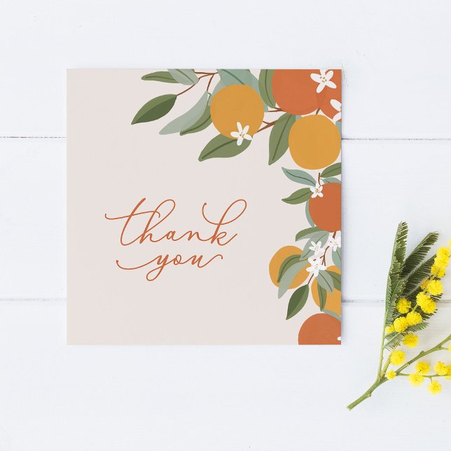 Tarjeta De Agradecimiento Little Cutie Citrus Naranjas Baby Shower (oranges citrus thank you card for a little cutie baby shower theme)