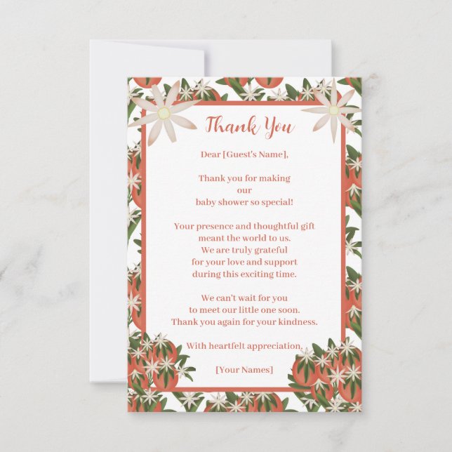 Tarjeta De Agradecimiento Little Cutie Clementine | Citrus Baby Shower (Anverso)