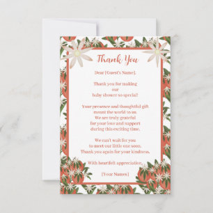 Tarjeta De Agradecimiento Little Cutie Clementine Citrus Baby Shower