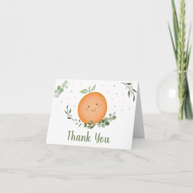 Tarjeta De Agradecimiento Little Cutie Greenerenery Baby Shower Gracias (Anverso)