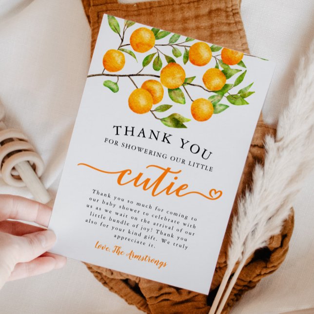 Tarjeta De Agradecimiento Little Cutie Greenery Baby Shower (Subido por el creador)