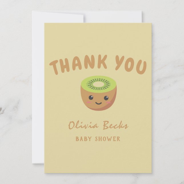 Tarjeta De Agradecimiento Little Cutie Kiwi Baby Shower (Anverso)