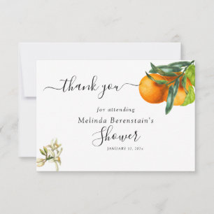 Tarjeta De Agradecimiento Little Cutie Naranja Baby Shower Gracias