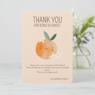 Tarjeta De Agradecimiento Little Cutie Naranja Citrus Botanus Baby Shower