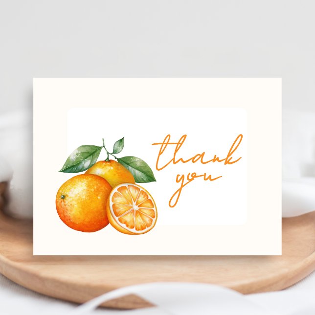 Tarjeta De Agradecimiento Little Cutie Orange Baby Shower Thank You Card (Little Cutie Baby Shower Thank you Card)