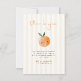 Tarjeta De Agradecimiento Little Cutie Orange Citrus Baby Shower