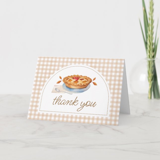 Tarjeta De Agradecimiento Little Cutie Pie Gingham Baby Shower (Anverso)