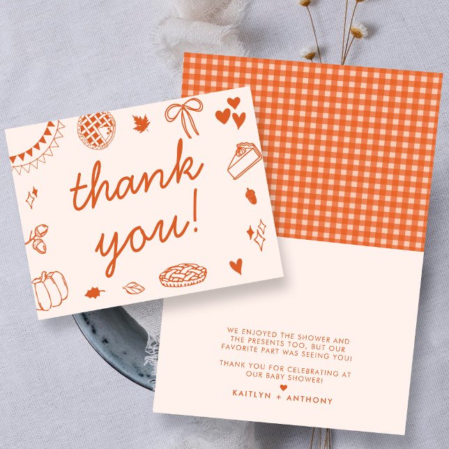 Tarjeta De Agradecimiento Little Cutie Pie On The Way! Fall Baby Shower (Subido por el creador)