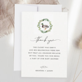 Tarjeta De Agradecimiento Little Duckard Mallard Duck Baby Shower