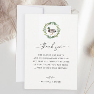 Tarjeta De Agradecimiento Little Duckard Mallard Duck Baby Shower