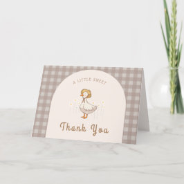 Tarjeta De Agradecimiento Little Duckland Farm Animal Gingham Baby Shower