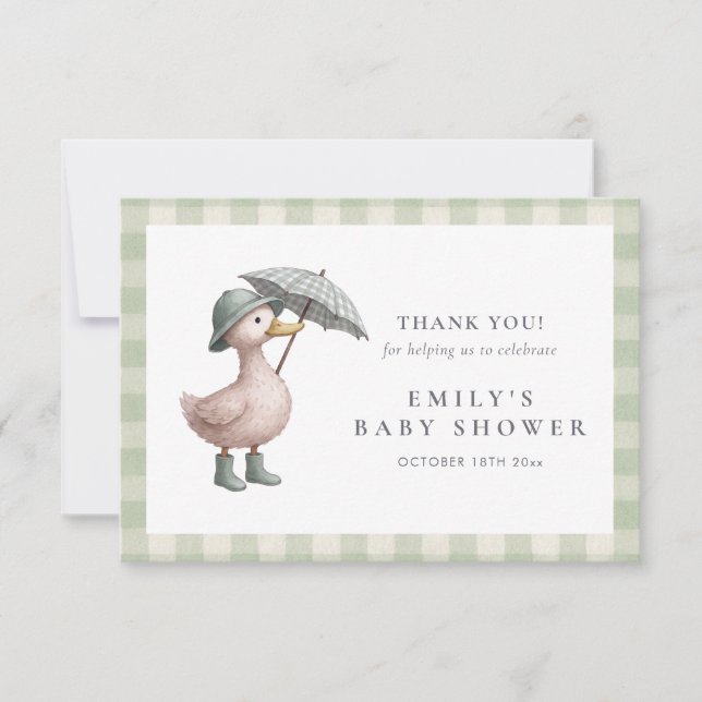 Tarjeta De Agradecimiento Little Duckling Baby Shower Thank You Card (Anverso)