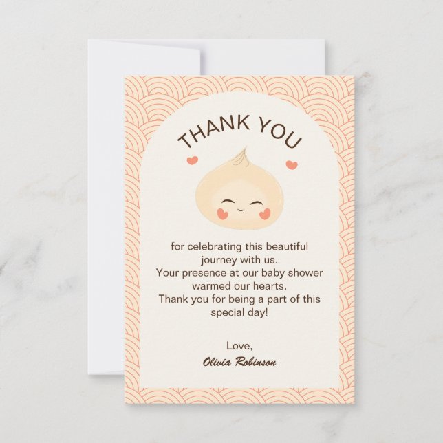Tarjeta De Agradecimiento Little Dumpling Dim Sum Baby Shower (Anverso)