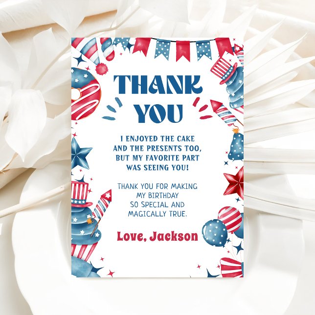 Tarjeta De Agradecimiento Little Firecracker 4 De Julio Cumpleaños (Subido por el creador)