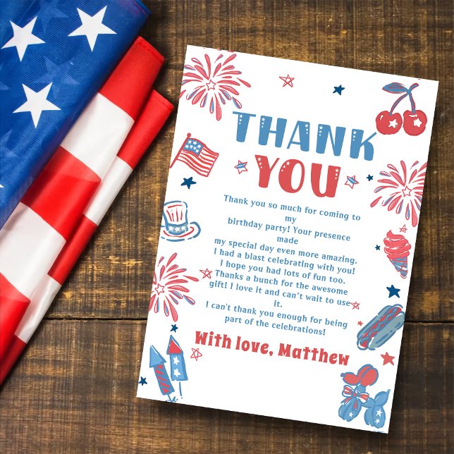 Tarjeta De Agradecimiento Little Firecracker 4 De Julio Cumpleaños (Subido por el creador)