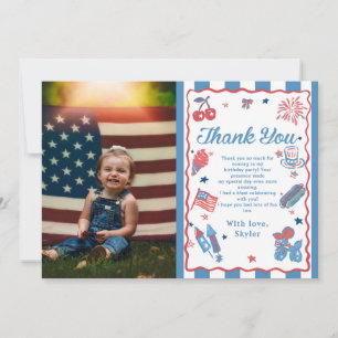 Tarjeta De Agradecimiento Little Firecracker 4 De Julio Cumpleaños