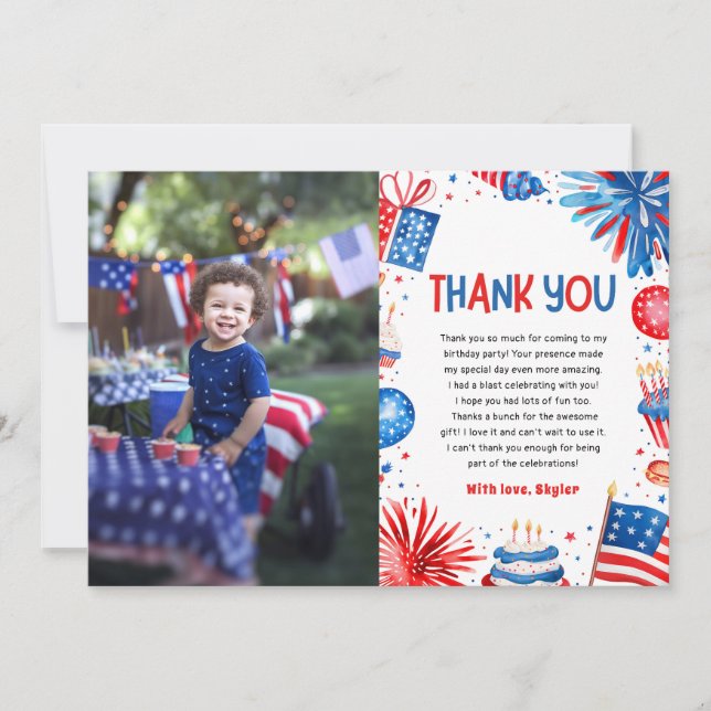 Tarjeta De Agradecimiento Little Firecracker 4 Del 1 De Julio (Anverso)