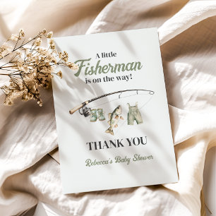 Tarjeta De Agradecimiento Little Fishman Clothesline Fishing Baby Shower
