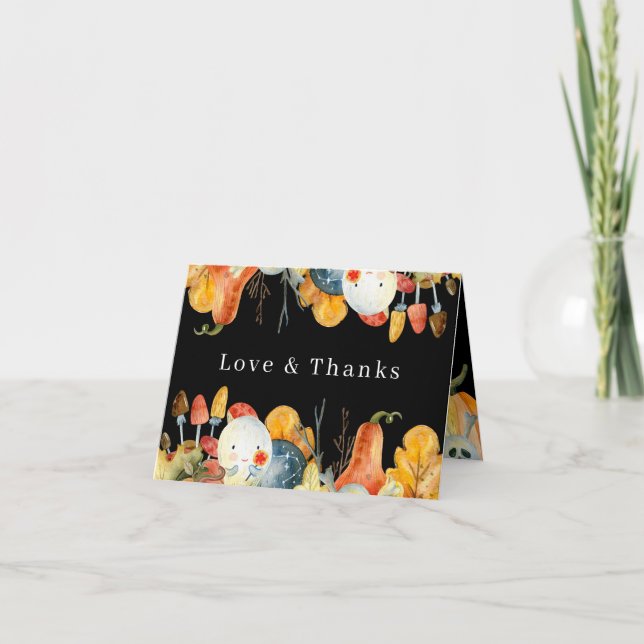 Tarjeta De Agradecimiento Little Ghost Halloween Baby Shower Gracias (Anverso)