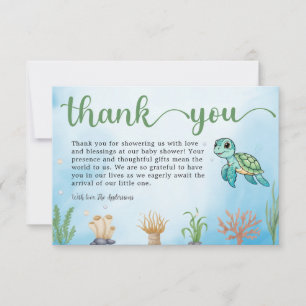 Tarjeta De Agradecimiento Little Hatchling Sea Turtle Baby Shower Gracias