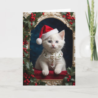 Tarjeta De Agradecimiento Little Kitty Santa