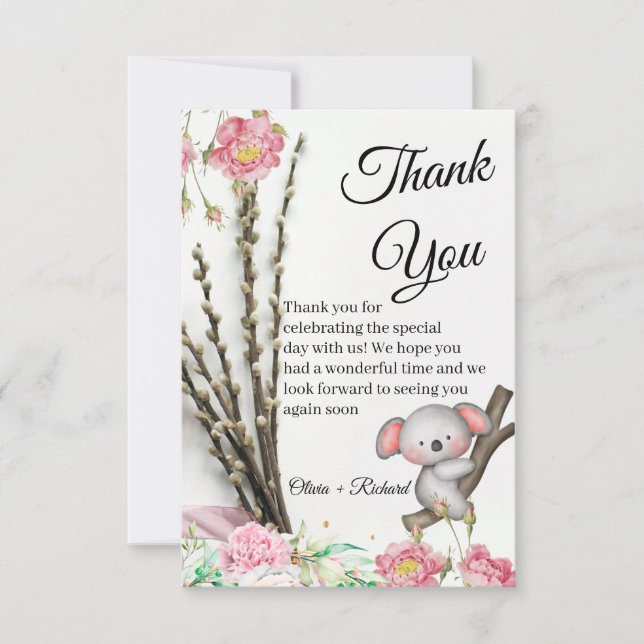Tarjeta De Agradecimiento Little Koala Wedding Thank You Card for Guests All (Anverso)