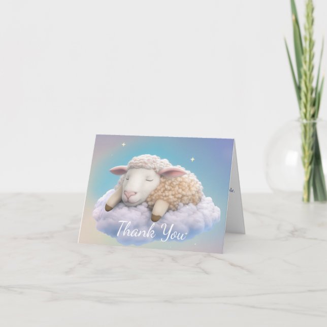 Tarjeta De Agradecimiento Little Lamb Baby Shower Gracias (Anverso)