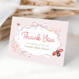 Tarjeta De Agradecimiento Little Love Bug Bow Baby Shower Thank You Card