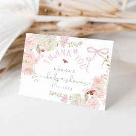 Tarjeta De Agradecimiento Little Love Bug Floral Bow Baby Shower Thank you