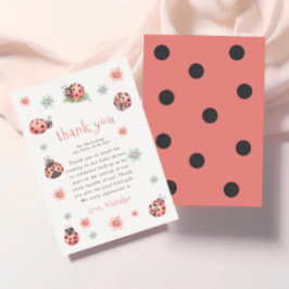 Tarjeta De Agradecimiento Little Love Bug Floral Chica Baby Shower
