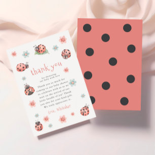 Tarjeta De Agradecimiento Little Love Bug Floral Chica Baby Shower