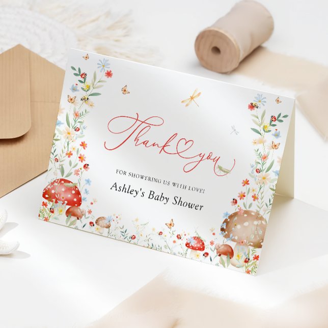 Tarjeta De Agradecimiento Little Love Bug Garden Baby Shower Gracias (Subido por el creador)