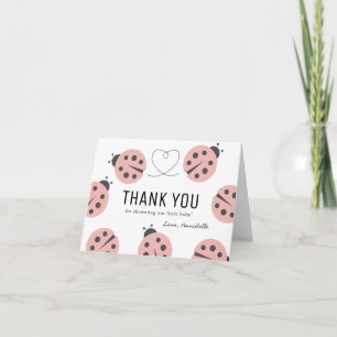 Tarjeta De Agradecimiento Little Love Bug Pink Ladybug Baby Shower