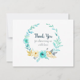 Tarjeta De Agradecimiento Little Man Baby Shower Verde azulada Blue Gracias