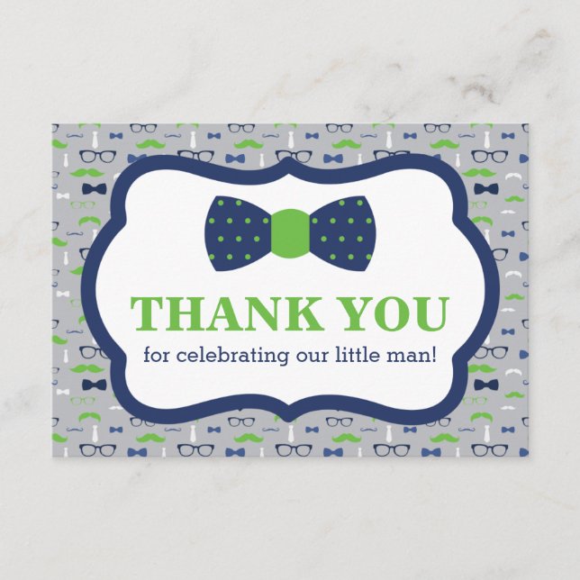 Tarjeta de agradecimiento Little Man, corbata de m (Anverso)