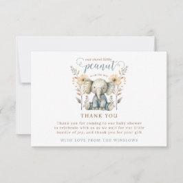 Tarjeta De Agradecimiento Little Peanut Baby Elephant Baby Shower Gracias