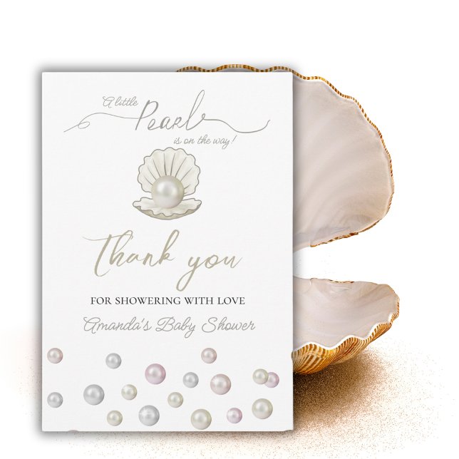 Tarjeta De Agradecimiento Little Pearl Under Sea Pearlcore Baby Shower (Subido por el creador)