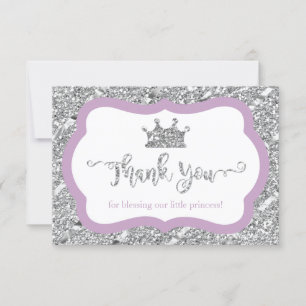 Tarjeta De Agradecimiento Little Princess Gracias Card Purple Faux Purpurina