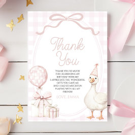 Tarjeta De Agradecimiento Little Silly Goose Pink Birthday Party
