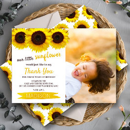 Tarjeta De Agradecimiento Little Sunflower Photo Birthday (Fotos de girasol)