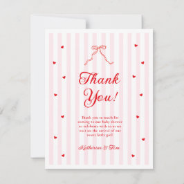 Tarjeta De Agradecimiento Little Sweetheart Bow Baby Shower