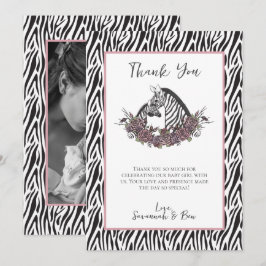 Tarjeta De Agradecimiento Little Wild One Zebra Safari Baby Shower Photo