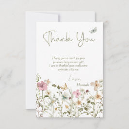 Tarjeta De Agradecimiento Little Wildflower Floral Baby Shower