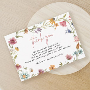 Tarjeta De Agradecimiento Little Wildflower Floral Baby Shower