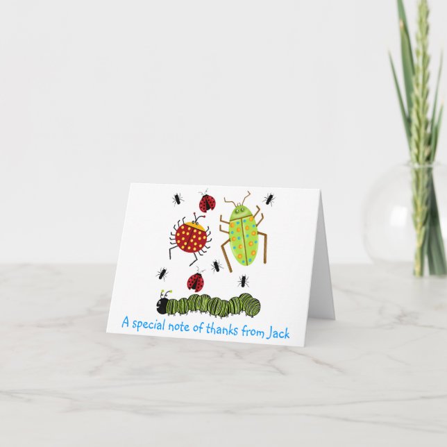 Tarjeta De Agradecimiento Littlebeane Bugs Inspira Ladybug Ant Caterpillar (Anverso)